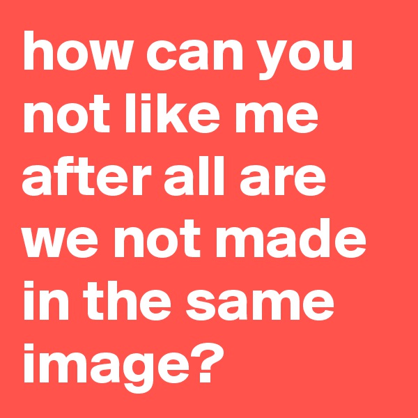 how can you not like me after all are we not made in the same image?