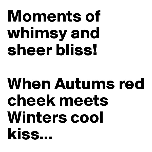 Moments of whimsy and sheer bliss! 

When Autums red cheek meets Winters cool kiss...