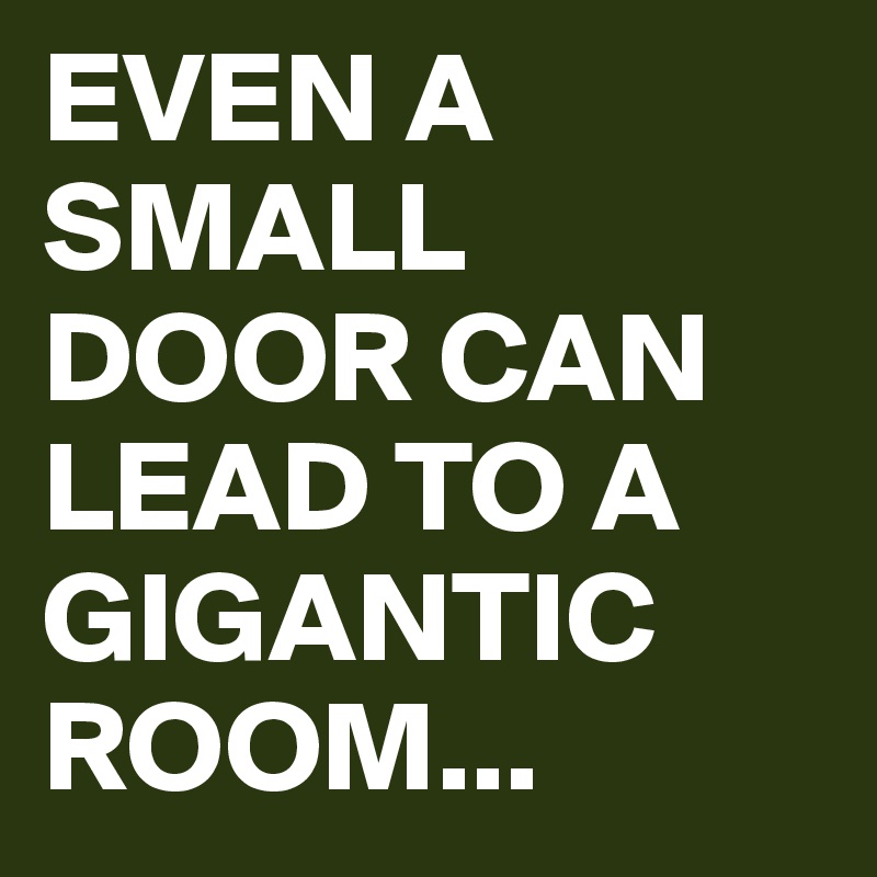EVEN A SMALL DOOR CAN LEAD TO A GIGANTIC ROOM...