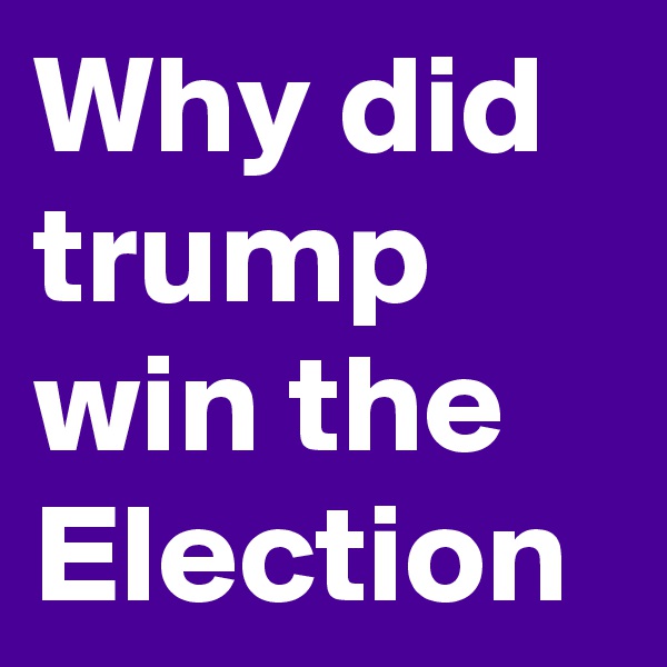 Why did trump win the Election 