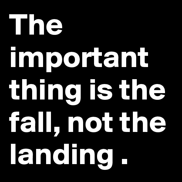 The important thing is the fall, not the landing .