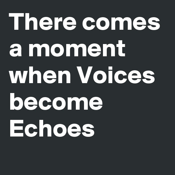There comes a moment when Voices become Echoes
