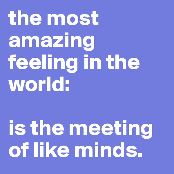 the most amazing feeling in the world: 

is the meeting of like minds. 