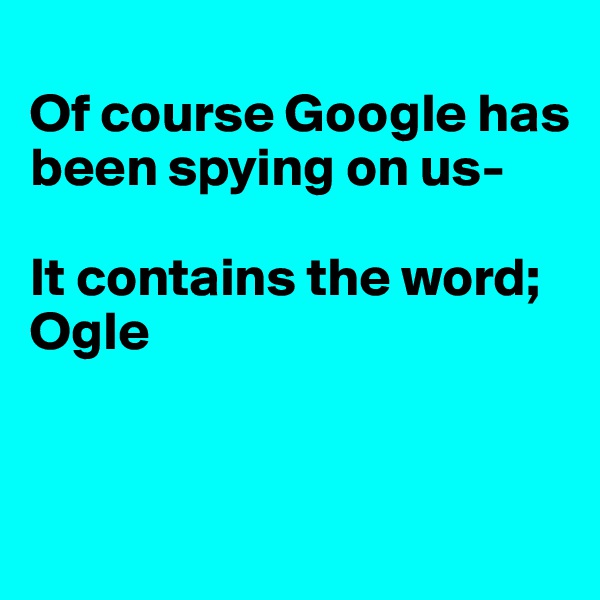 
Of course Google has
been spying on us-

It contains the word;
Ogle


