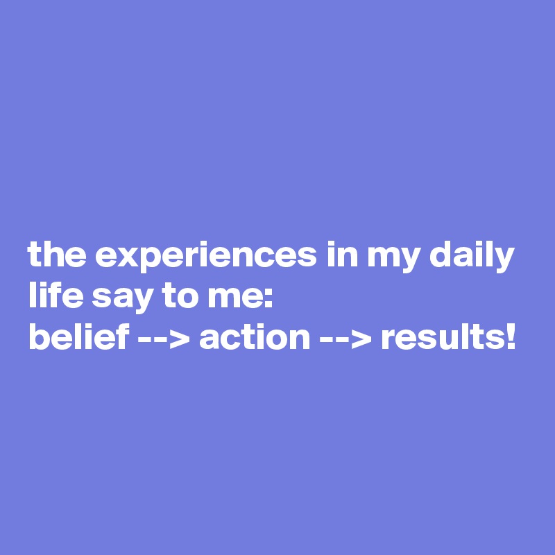 




the experiences in my daily life say to me: 
belief --> action --> results!


