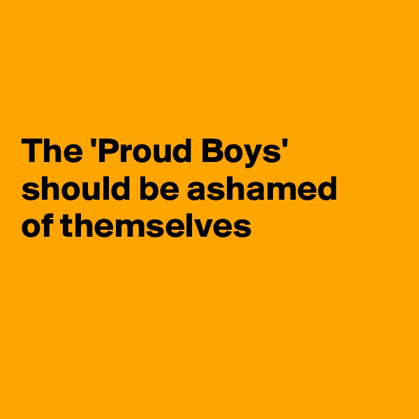 


The 'Proud Boys'
should be ashamed 
of themselves 



