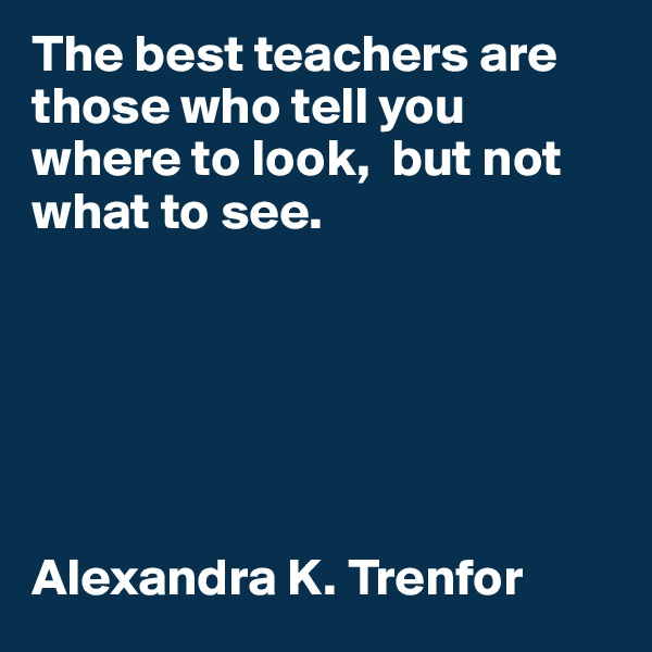 The best teachers are those who tell you where to look,  but not what to see.






Alexandra K. Trenfor