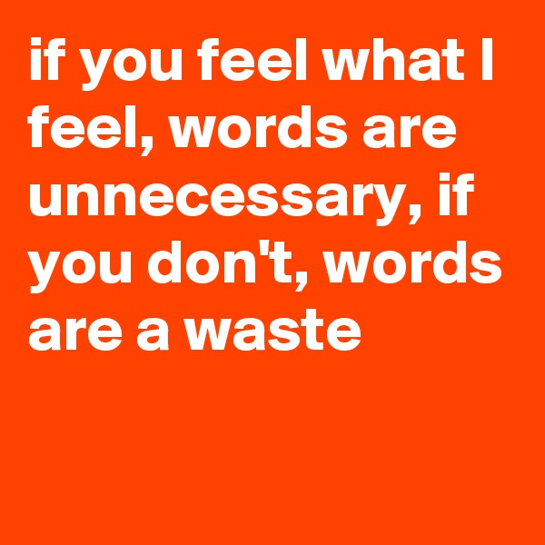if you feel what I feel, words are unnecessary, if you don't, words are a waste


