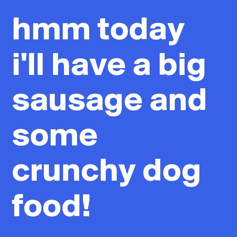 hmm today i'll have a big sausage and some crunchy dog food!