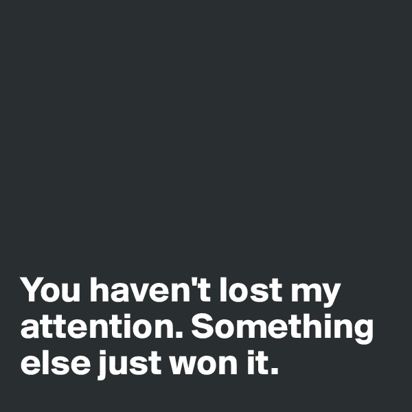 






You haven't lost my attention. Something else just won it. 