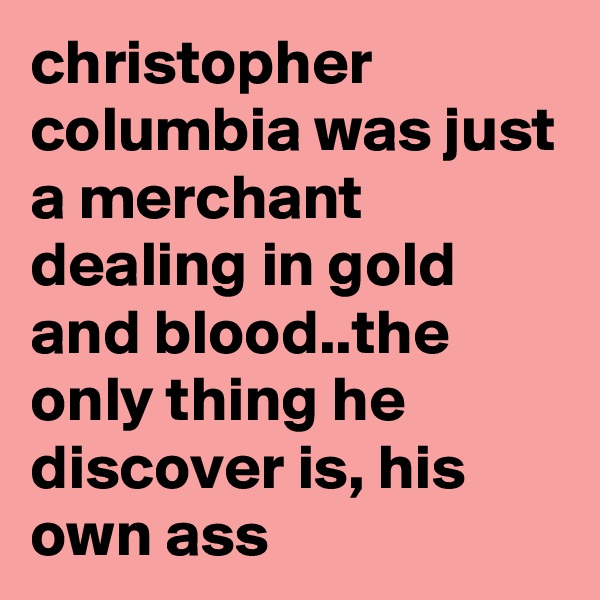 christopher columbia was just a merchant dealing in gold and blood..the only thing he discover is, his own ass