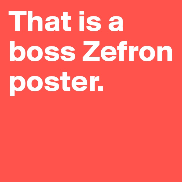 That is a boss Zefron poster.

