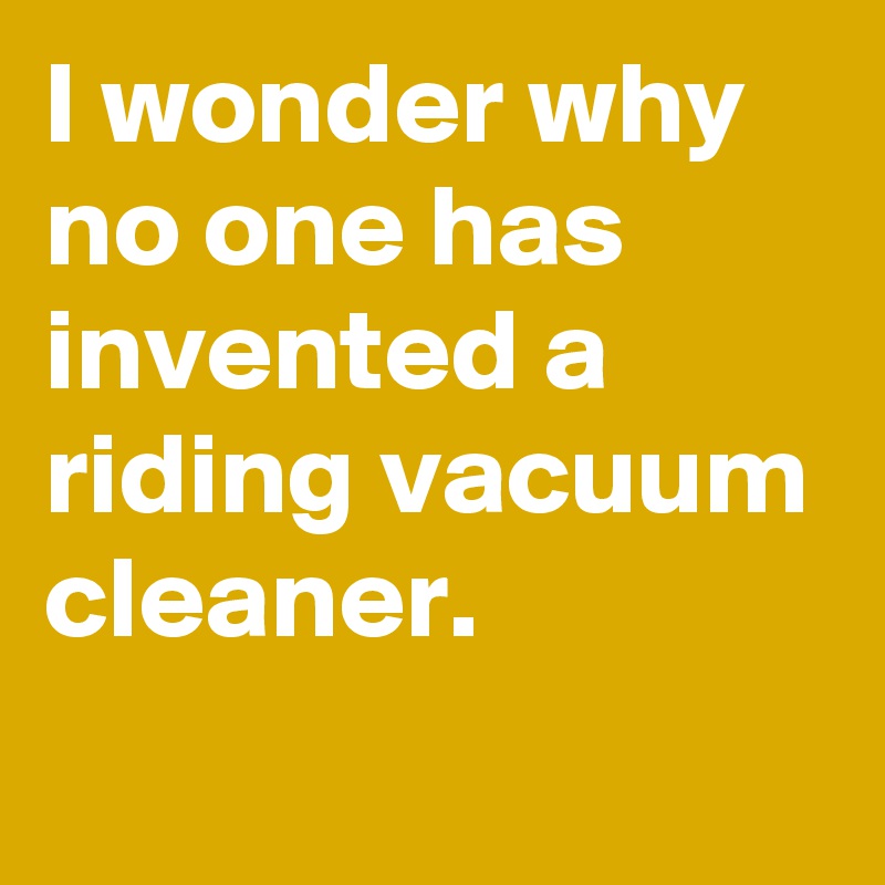 I wonder why no one has invented a riding vacuum cleaner.
