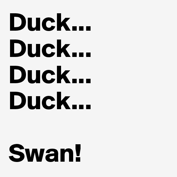 Duck...
Duck...
Duck...
Duck...

Swan!
