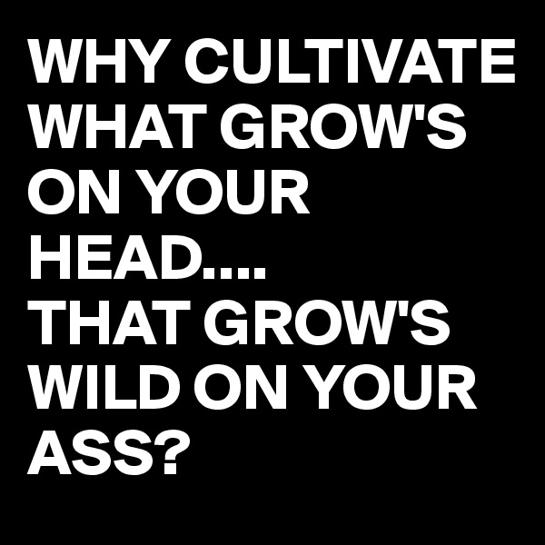 WHY CULTIVATE WHAT GROW'S  ON YOUR HEAD....
THAT GROW'S WILD ON YOUR ASS?