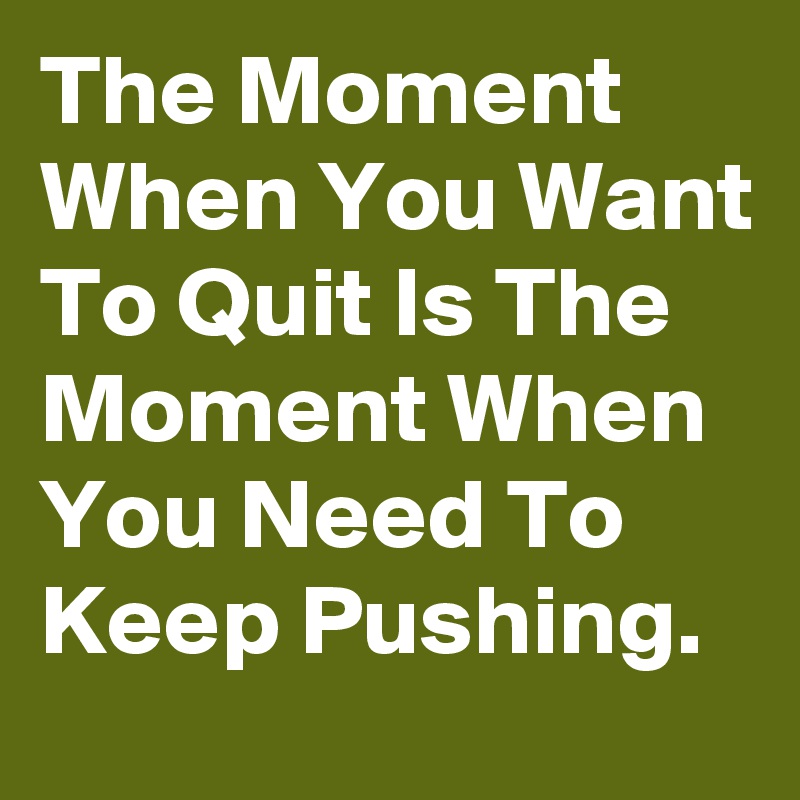 The Moment When You Want To Quit Is The Moment When You Need To Keep Pushing.