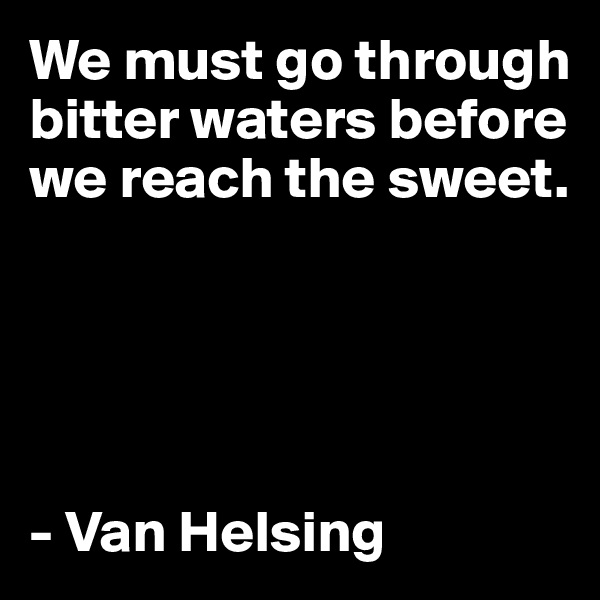 We must go through bitter waters before we reach the sweet.





- Van Helsing