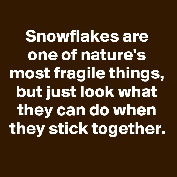 
Snowflakes are one of nature's most fragile things, but just look what they can do when they stick together.
