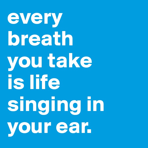 every
breath
you take
is life 
singing in your ear.