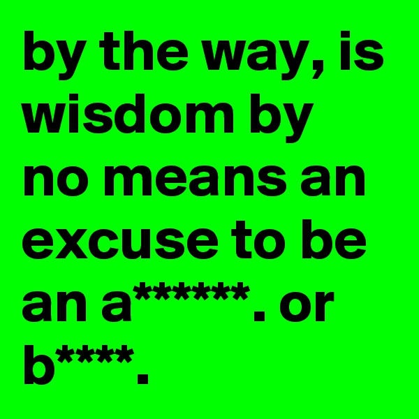 by the way, is wisdom by no means an excuse to be an a******. or b****.