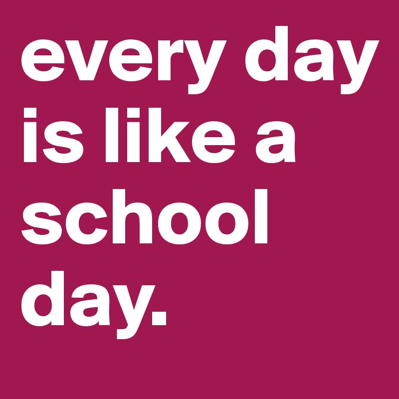 every day is like a school day.