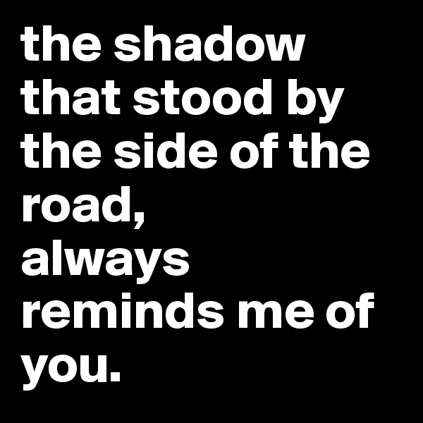the shadow that stood by the side of the road,
always reminds me of you.