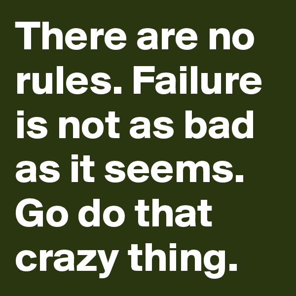 There are no rules. Failure is not as bad as it seems. Go do that crazy thing.