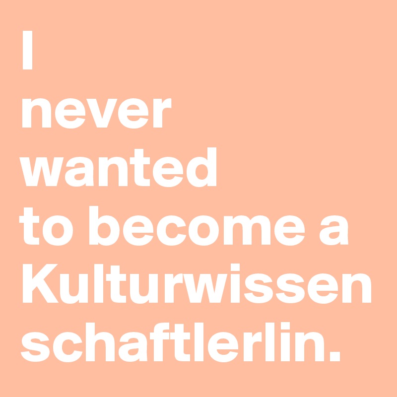 I 
never wanted 
to become a Kulturwissenschaftlerlin.