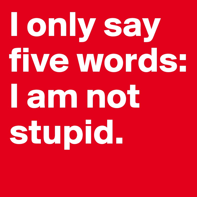 I only say five words: I am not stupid.