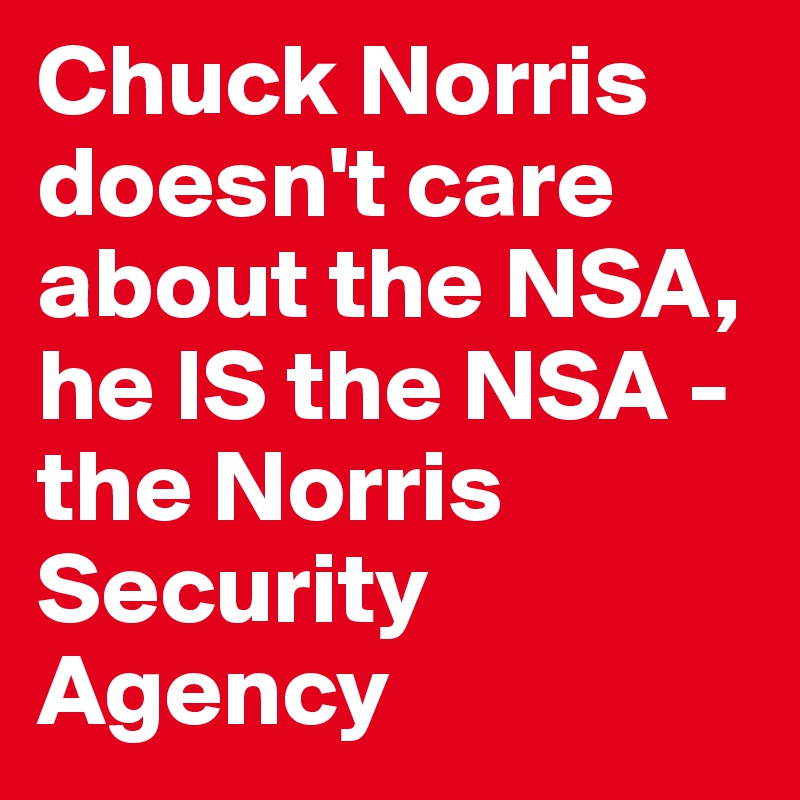 Chuck Norris doesn't care about the NSA, he IS the NSA - the Norris Security Agency
