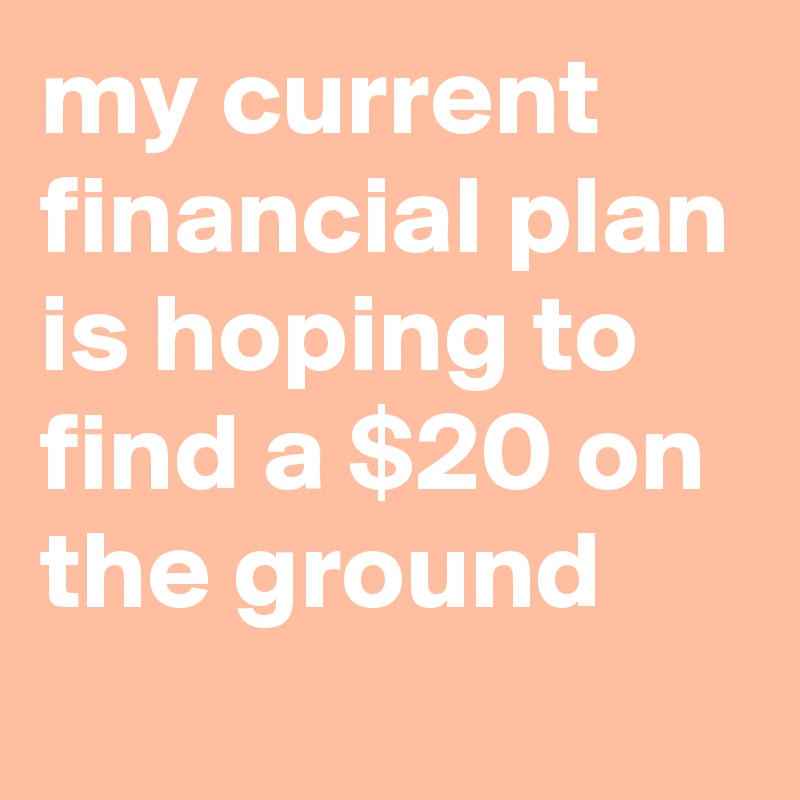 my current financial plan is hoping to find a $20 on the ground