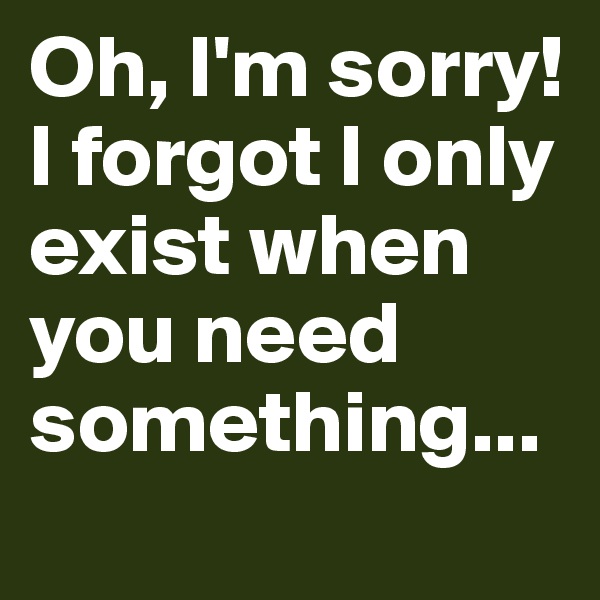 Oh, I'm sorry! I forgot I only exist when you need something...
