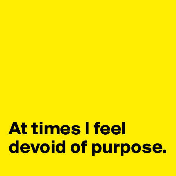 





At times I feel devoid of purpose. 