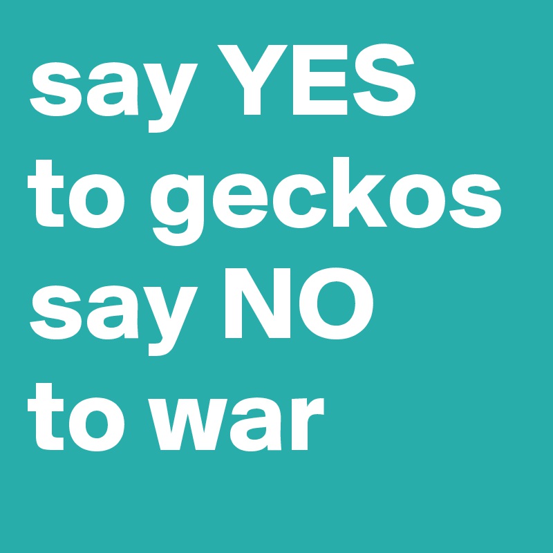 say YES to geckos
say NO
to war