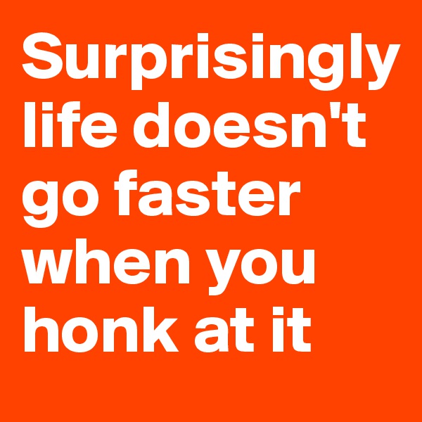 Surprisingly life doesn't go faster when you honk at it