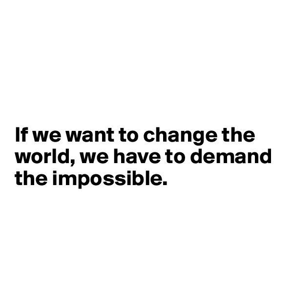 




If we want to change the world, we have to demand the impossible.



