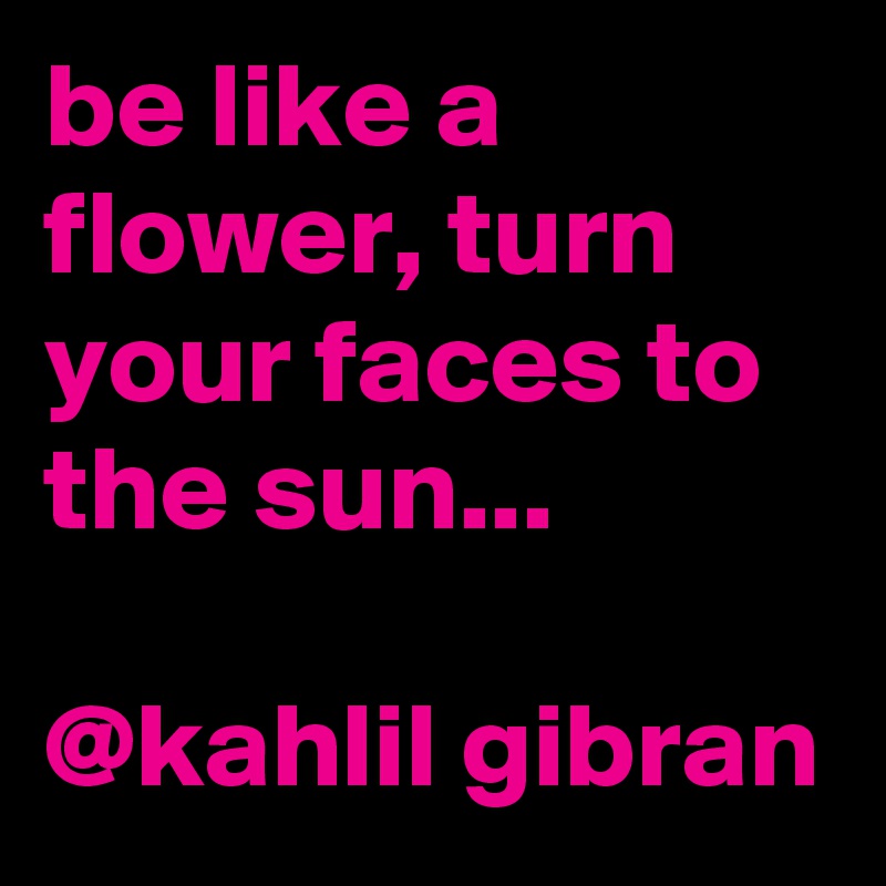 be like a flower, turn your faces to the sun... 
  
@kahlil gibran