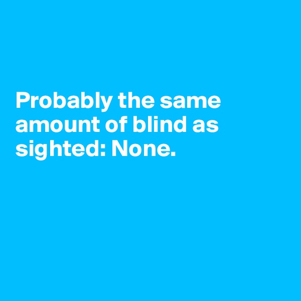 


Probably the same amount of blind as sighted: None.




