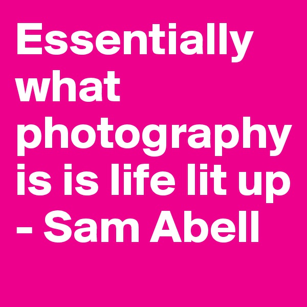 Essentially what photography is is life lit up - Sam Abell