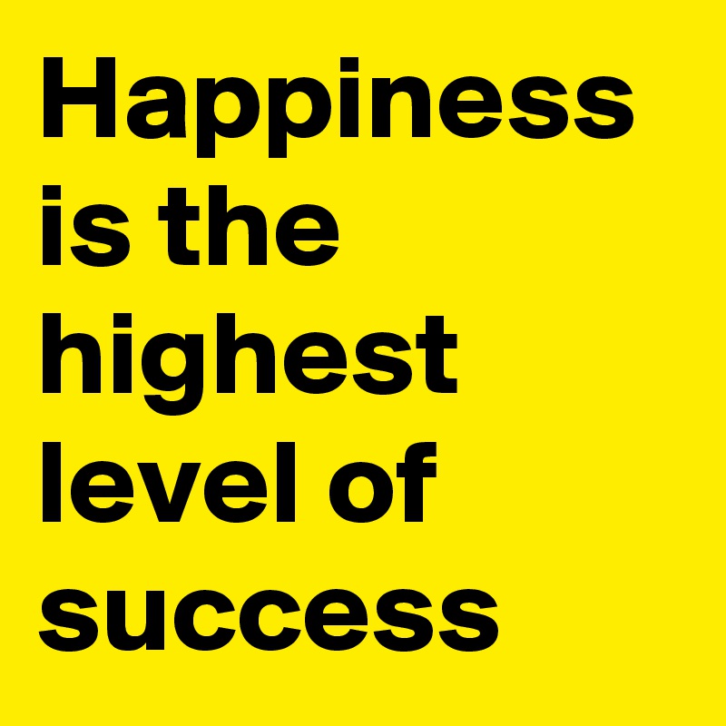 Happiness is the highest level of success