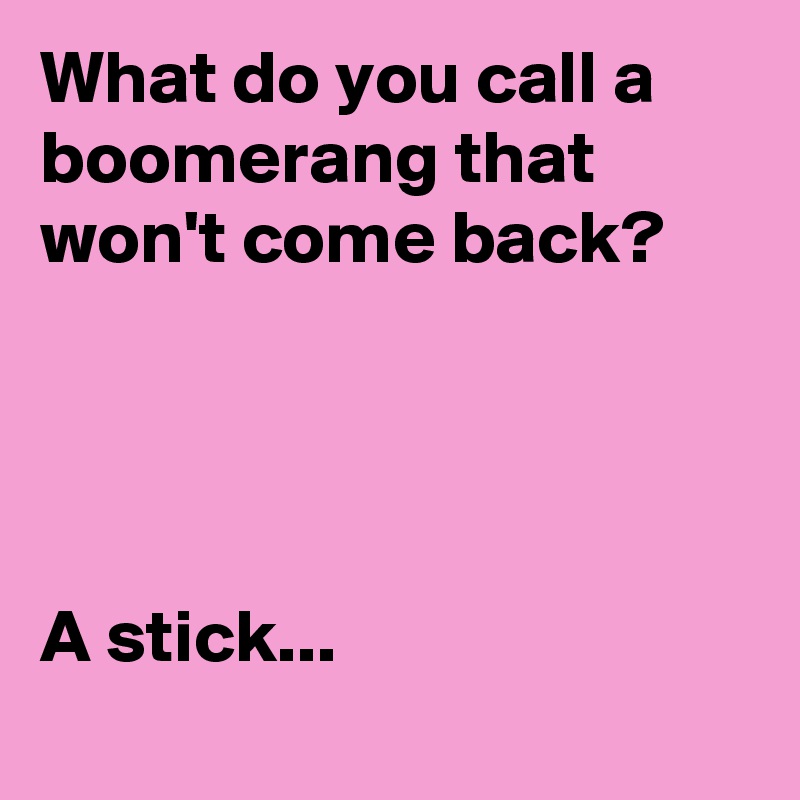 What do you call a boomerang that won't come back? 




A stick...
