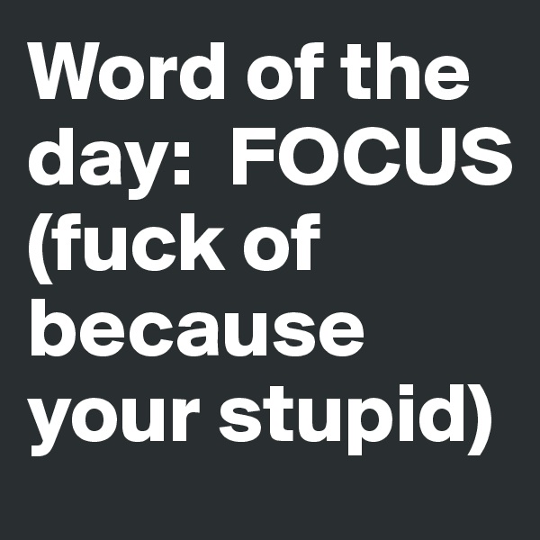 Word of the day:  FOCUS 
(fuck of because your stupid)