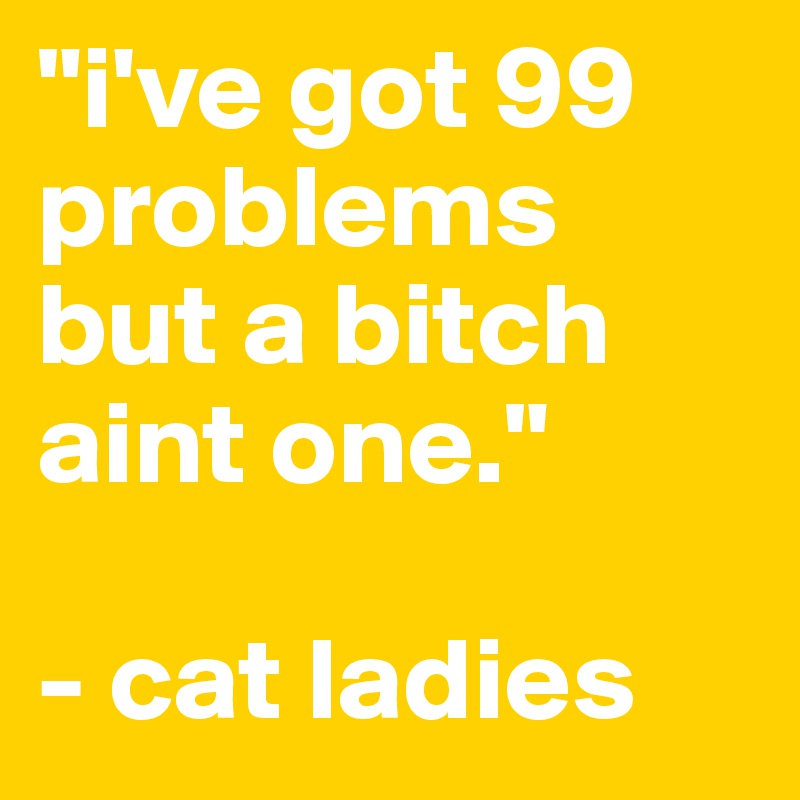"i've got 99 problems but a bitch aint one." 

- cat ladies