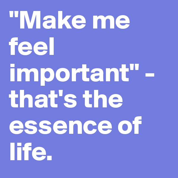 "Make me feel important" - that's the essence of life. 
