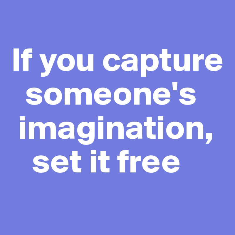 
If you capture 
  someone's   
 imagination,   
   set it free
