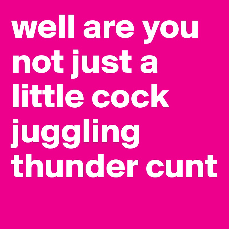 well are you not just a little cock juggling thunder cunt
