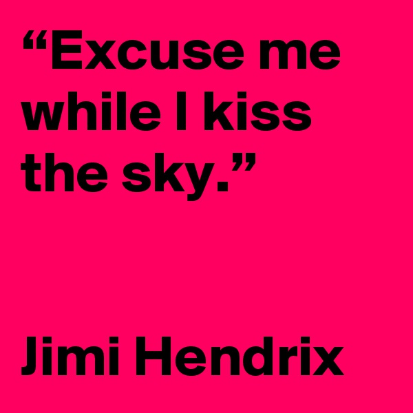 “Excuse me while I kiss the sky.”


Jimi Hendrix