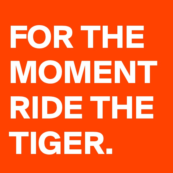 FOR THE MOMENT RIDE THE TIGER.