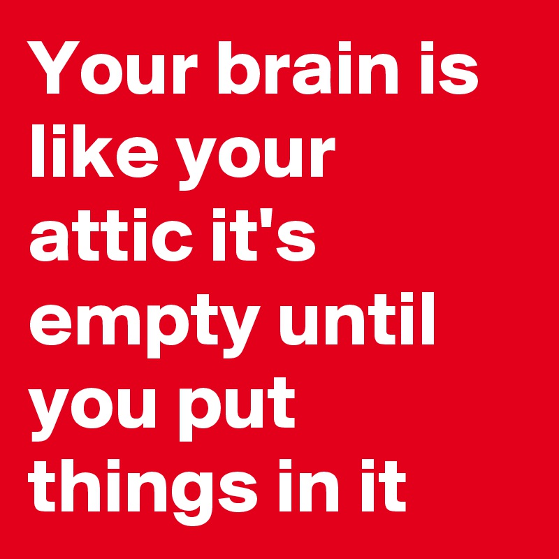 Your brain is like your attic it's empty until you put things in it 