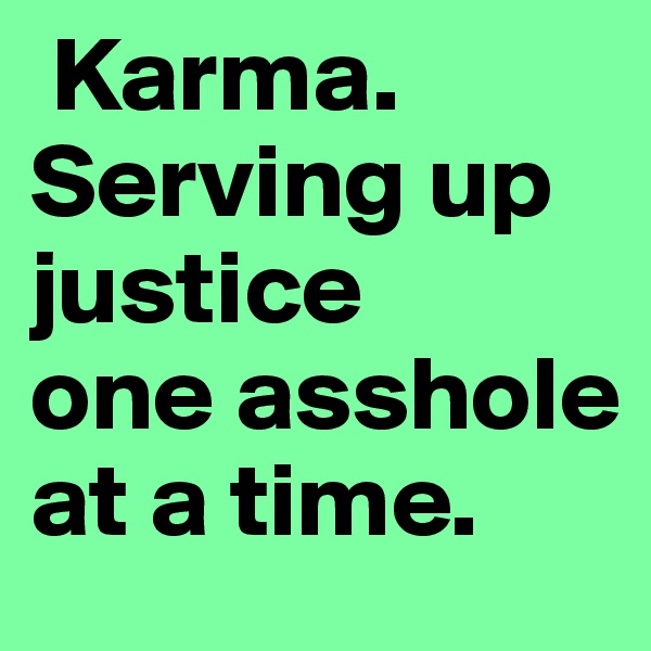  Karma.
Serving up
justice 
one asshole at a time. 